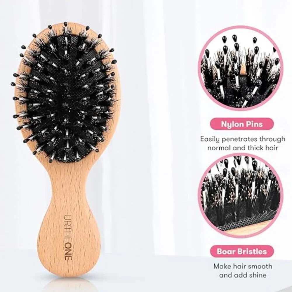 Mini Boar Bristle Hairbrush NEW